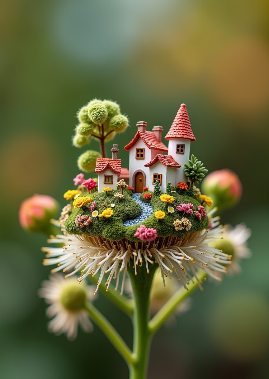 Mini Village on a Flower